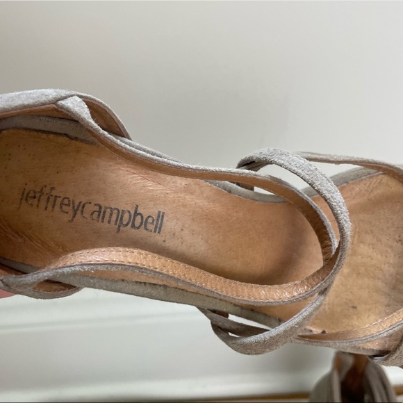 Jeffrey Campbell Despina Strappy Leather Block Heels Sandals Tan Suede Tassel 7 - Picture 6 of 9